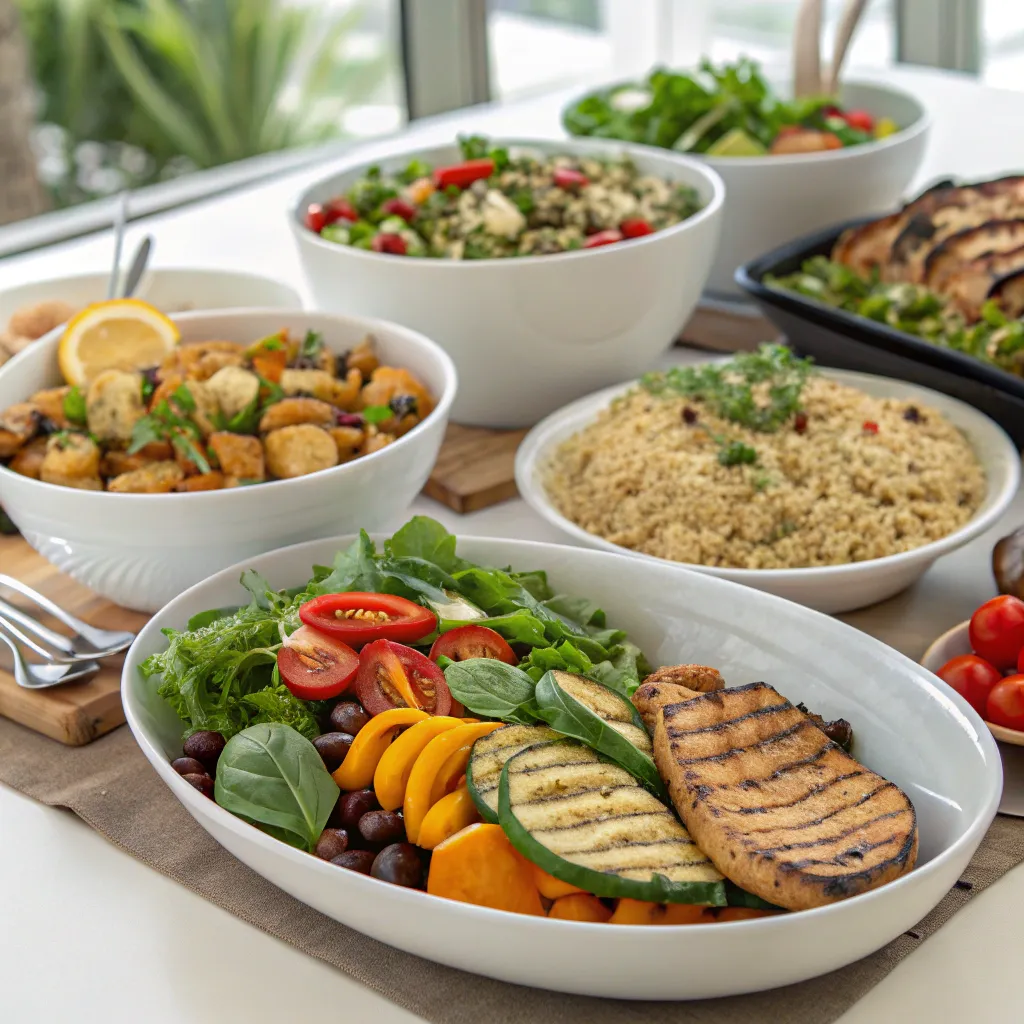 A variety of healthy dishes displayed on a table